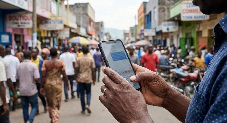 Personne lisant un message sur son téléphone